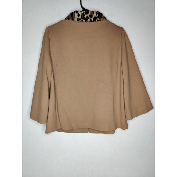 CHICO'S $159 Faux Fur Collar Leopard Swing Jacket Lined Size 0 (Small-4) - Picture 7 of 11
